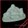 Hand Carved White Marble Laughing Buddha